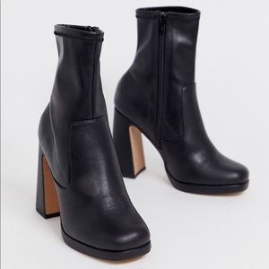 Black block heel booties